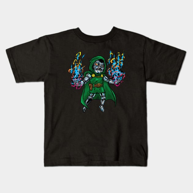 Chibi Doctor Doom Kids T-Shirt by joehavasy